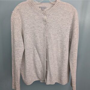 COS 100% Wool Light Gray Button-Front Cardigan